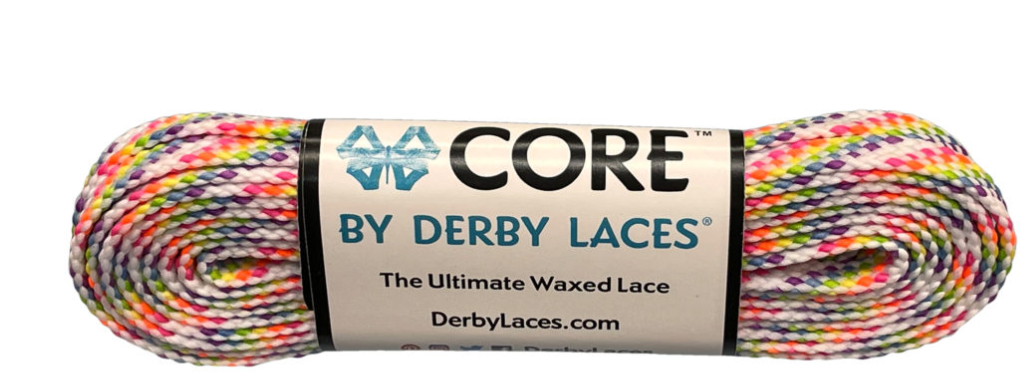 Derby Laces 96 Inch Core Rainbow White