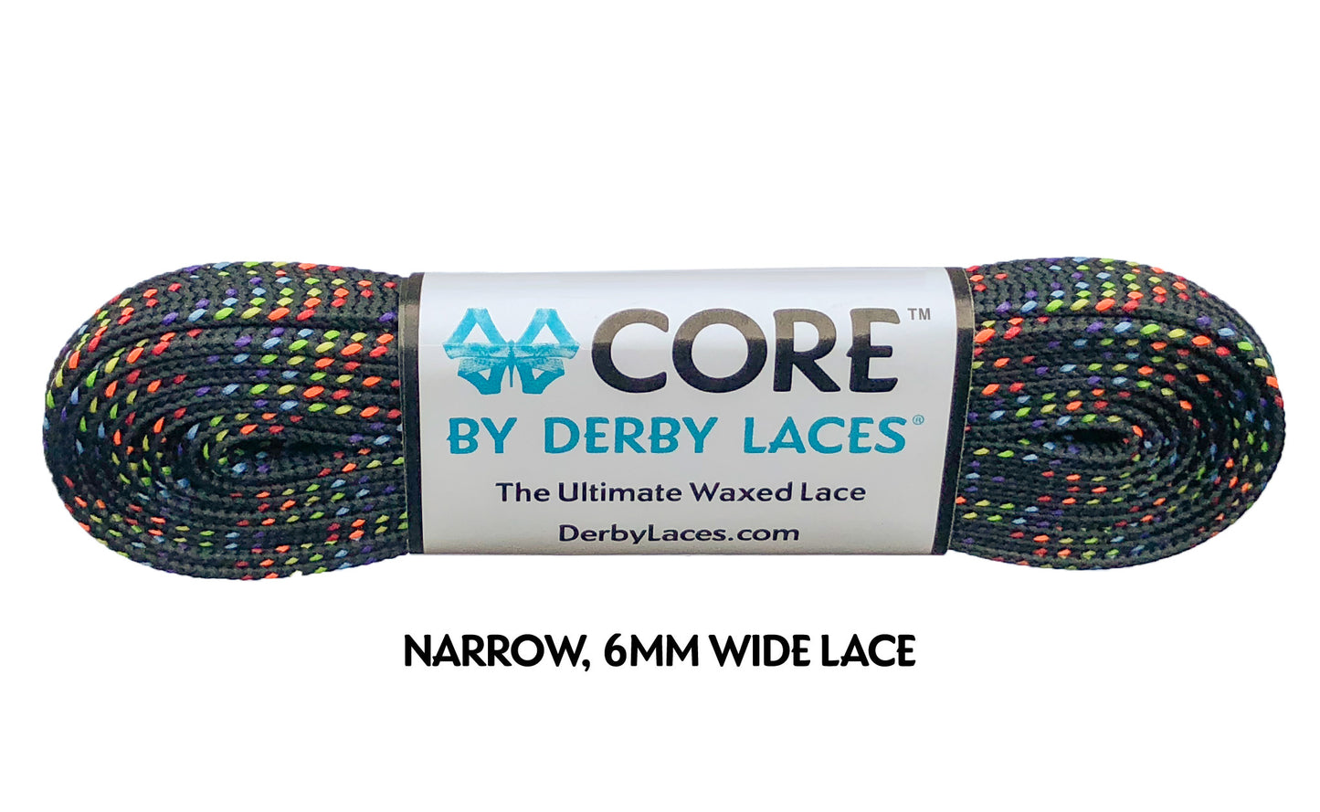 Derby Laces 96 Inch Core Rainbow narrow 6mm