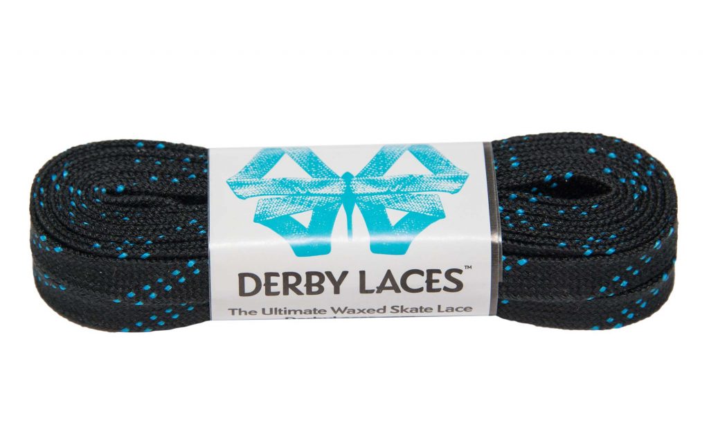 Derby Laces 96 Inch Core Black with Blue Stripe