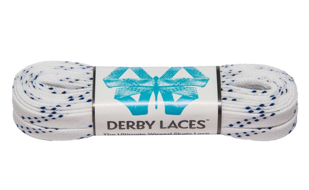 Derby Laces 96 Inch White Blue Stripe