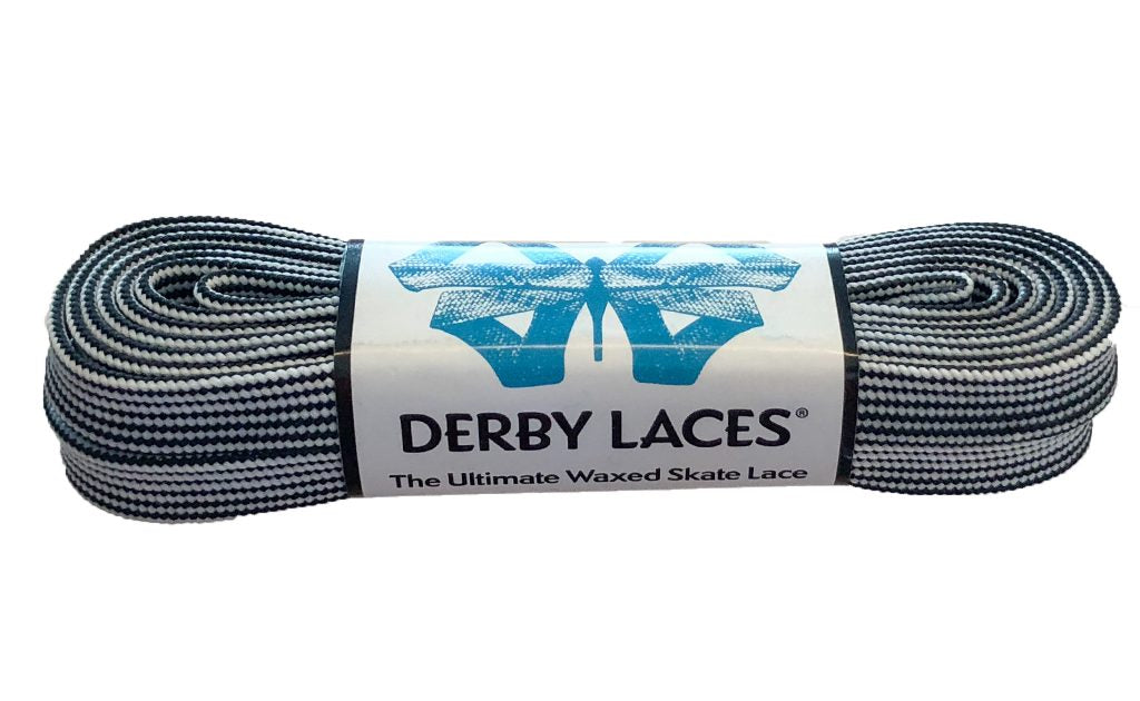 Derby Laces 96 Inch Black White Stripe