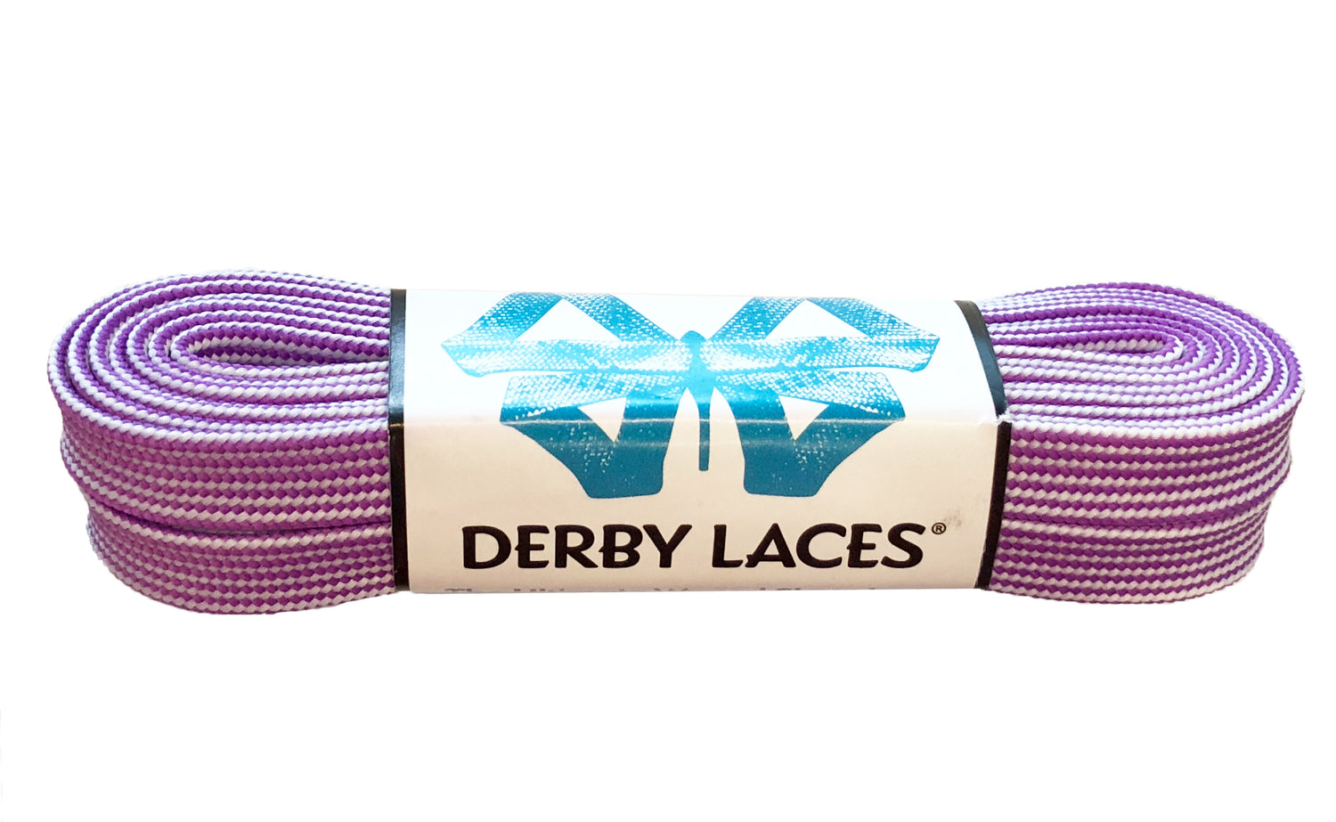 Derby Laces 96 Inch Purple White Stripe
